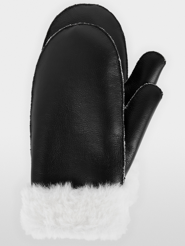 Faux leather mittens
