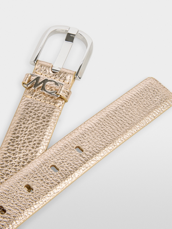 Ceinture en cuir aspect métallisé