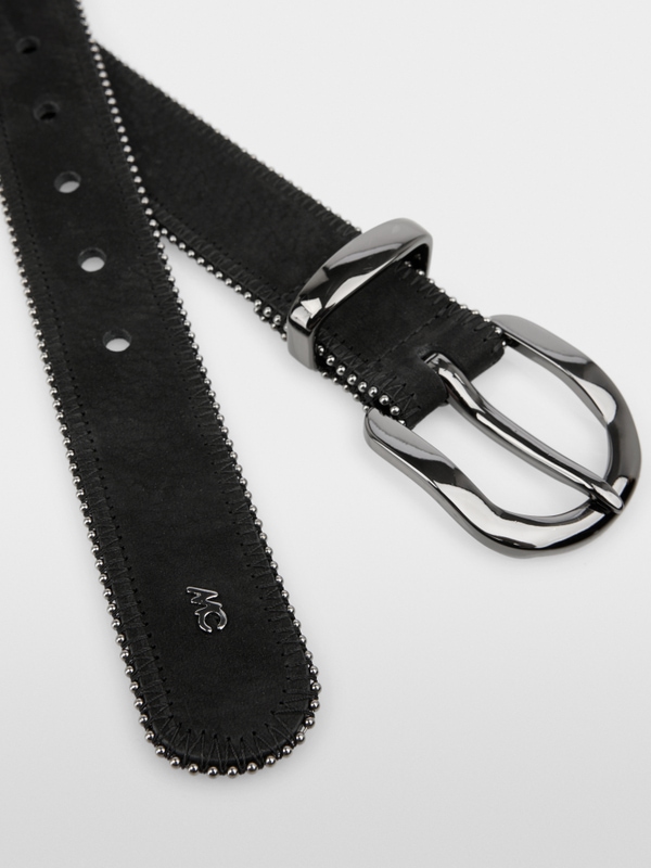 Ceinture en cuir nubuck avec ornements