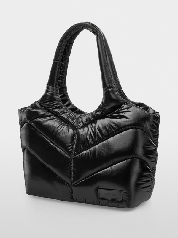 Padded shopper with metallic effect