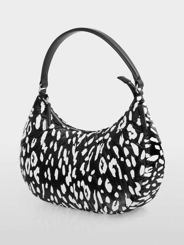 Nylon hobo bag with leopard print
