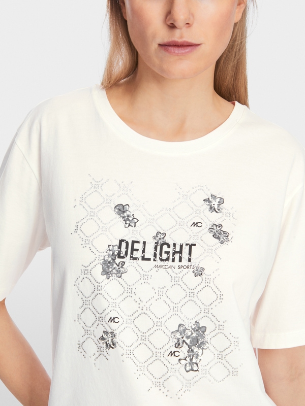 Cotton T-shirt with glitter motif