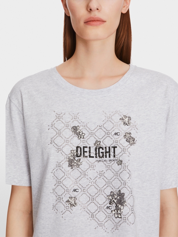 Cotton T-shirt with glitter motif