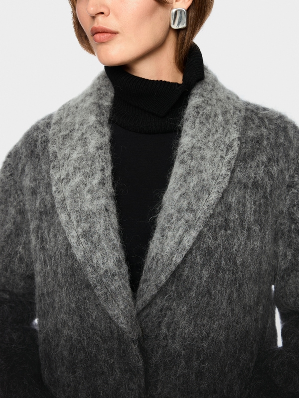 Alpaca blend coat with fringes