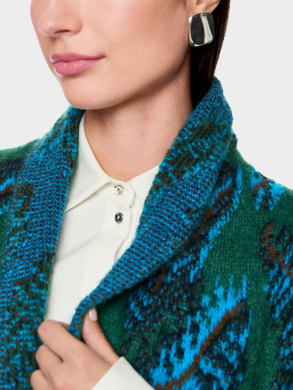 Knitted in Germany jacquard cape coat