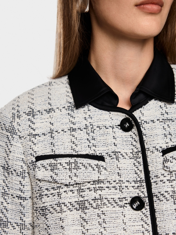 Veste jacquard avec détails contrastés