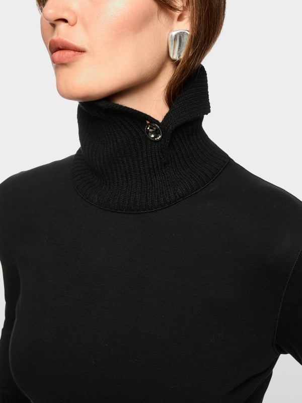 Longsleeve mit gestricktem Kragen