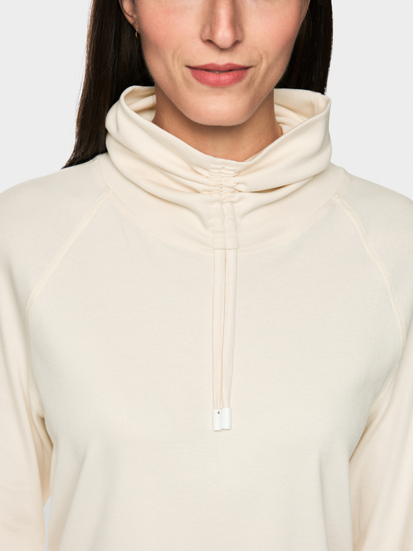 Shirt met lange mouwen, col en trekkoord
