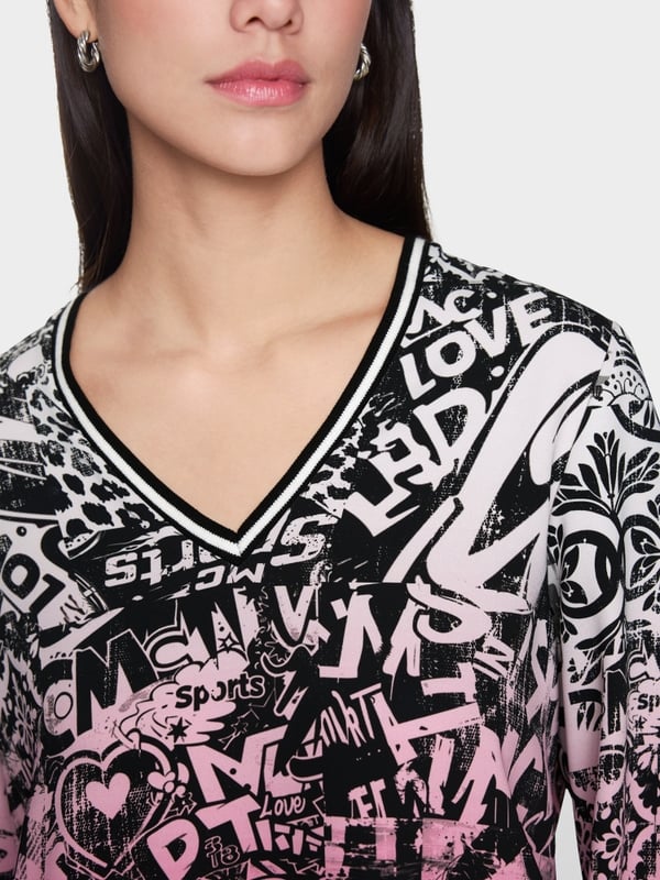 Losvallende blouse met print