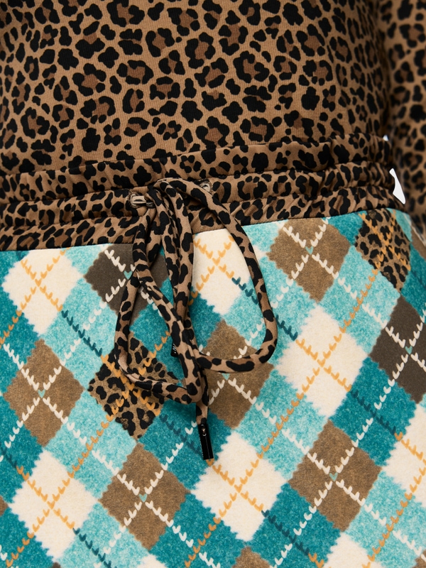 Jupe midi en jersey scuba à motif argyle