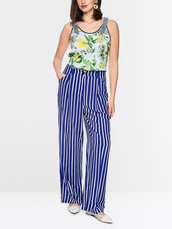 Stretch cotton top with lemon print