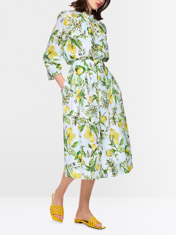 Cotton skirt with lemon print