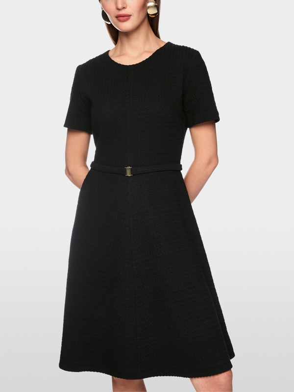 Knee-length waffle piqué dress