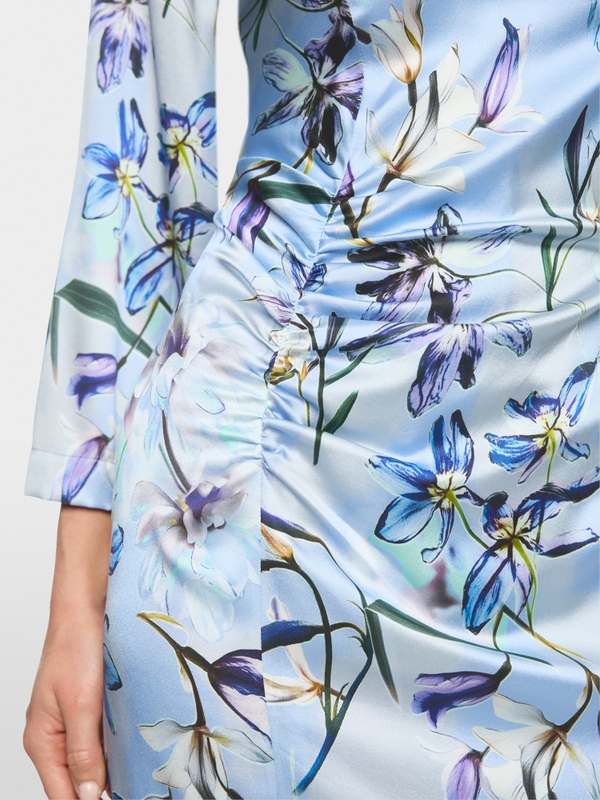 Midi dress in silk with floral print