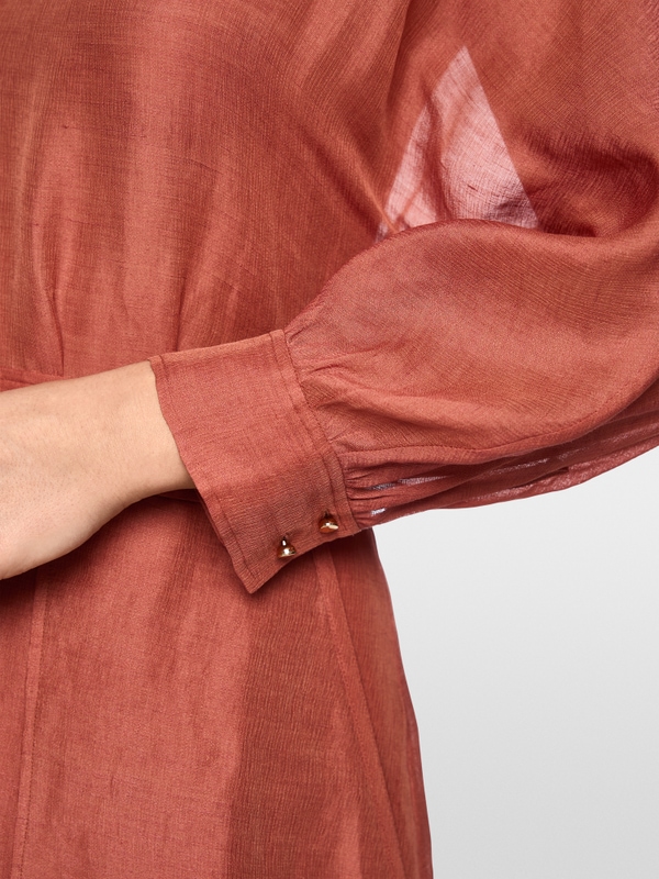 Maxi dress in linen and silk