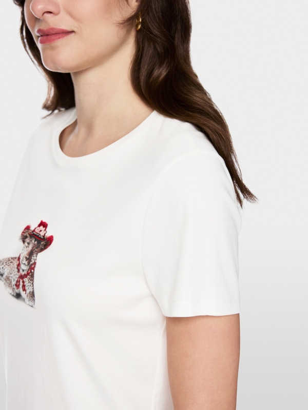 Cotton shirt with leopard motif