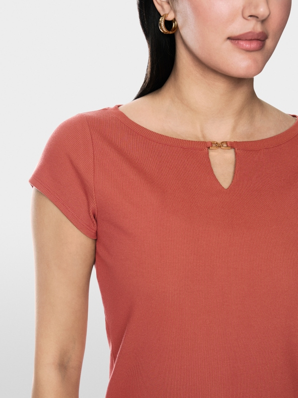 Stretch cotton shirt with cut-out