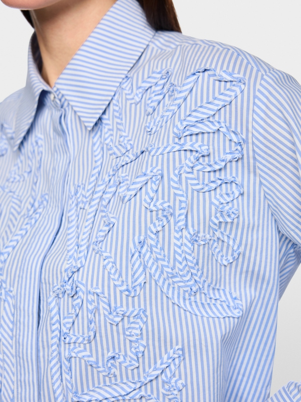 Striped blouse with floral details