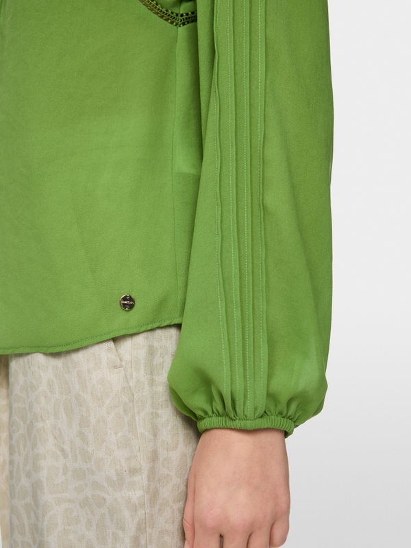 Blouse with lace and pintucks