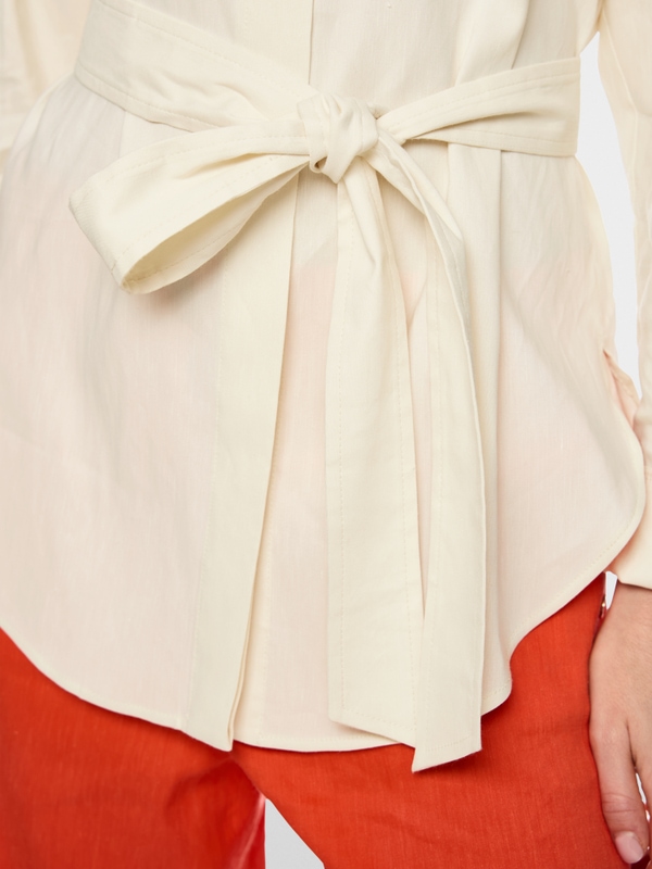 Linen-viscose blend safari blouse