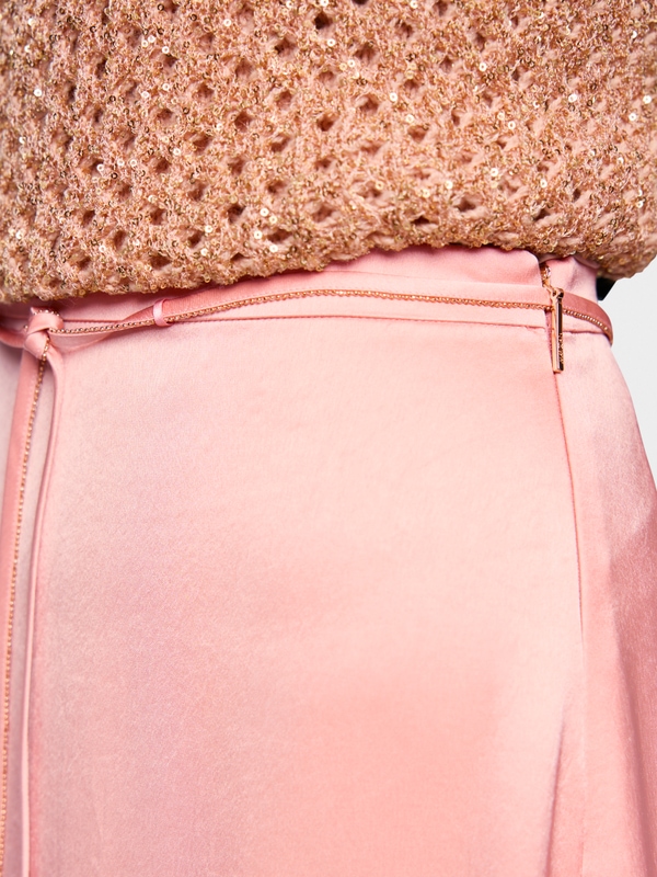 Jupe midi en satin avec cordon à nouer