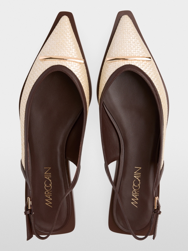 Slingback raffia mix ballerinas
