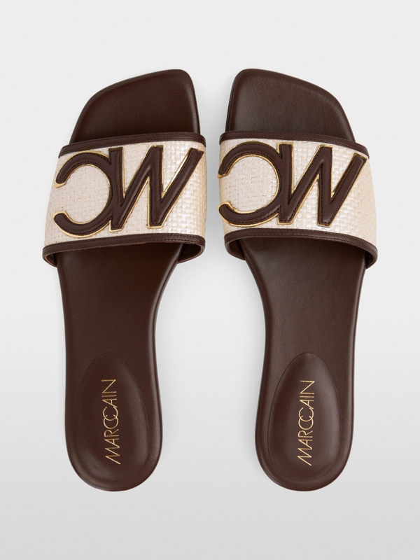Flat raffia mix sandals