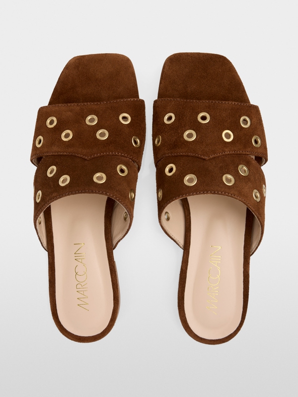 Suede cross-strap sandals