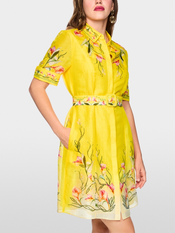 Linen-silk blend mini dress