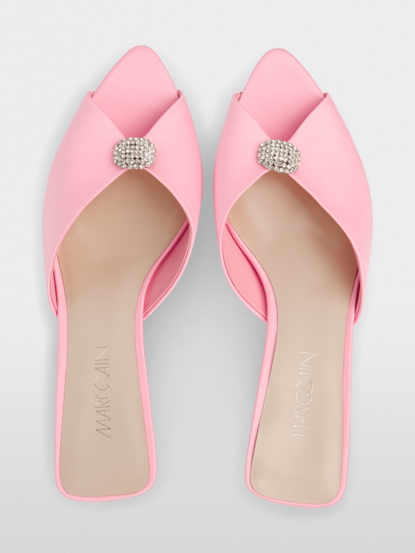 Satin mules with crystals