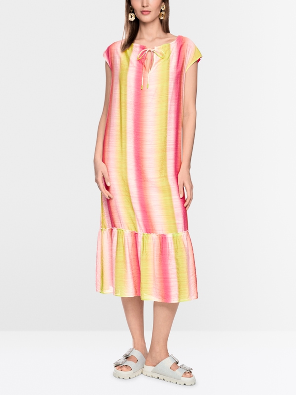 Robe midi rayée à volants