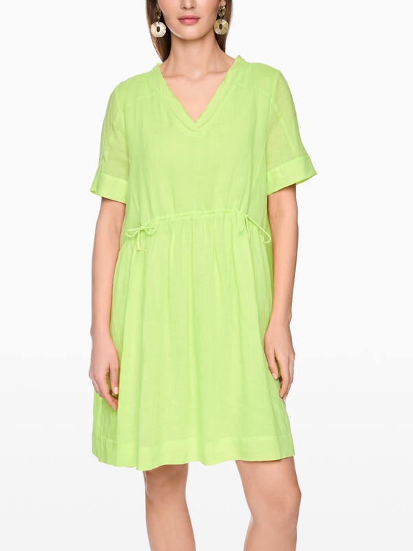 Robe à manches courtes en ramie avec franges