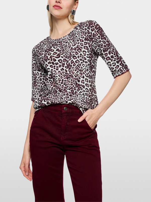 Ribbed shirt with leopard print