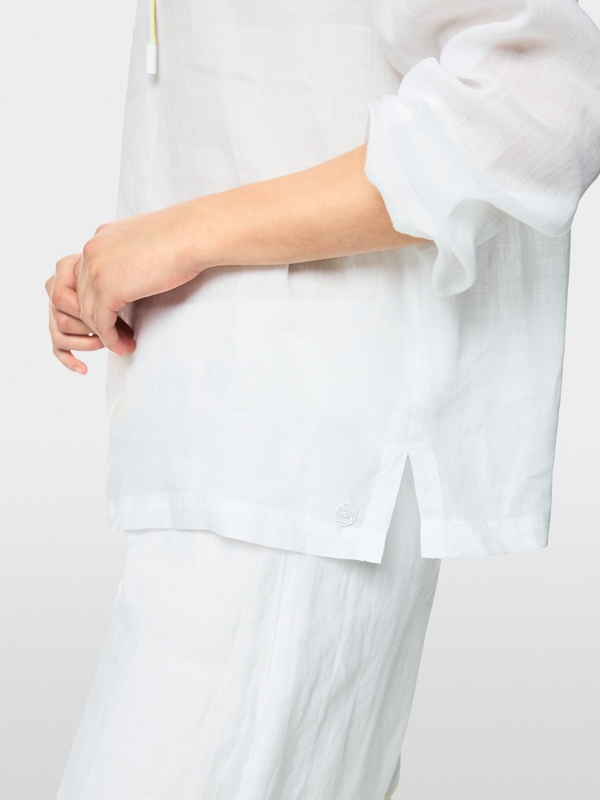 Long-sleeved blouse in ramie