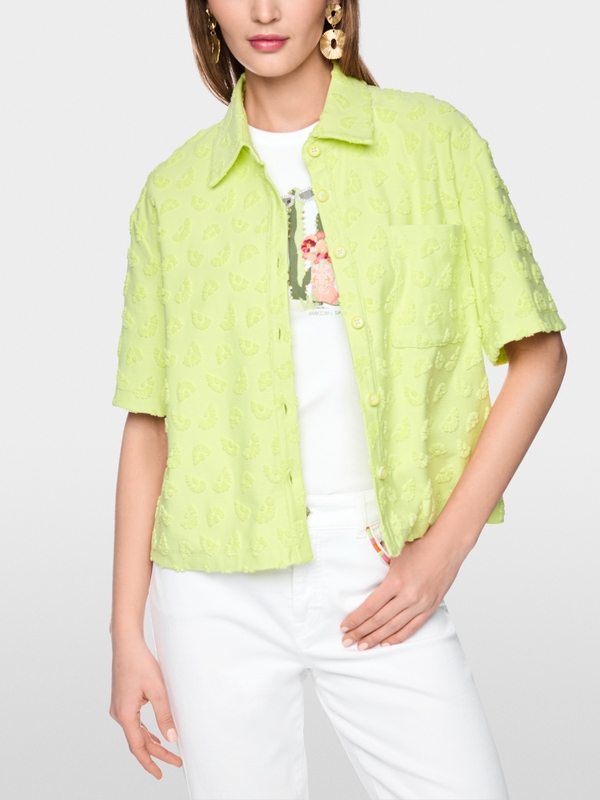 Short-sleeved towelling texture blouse