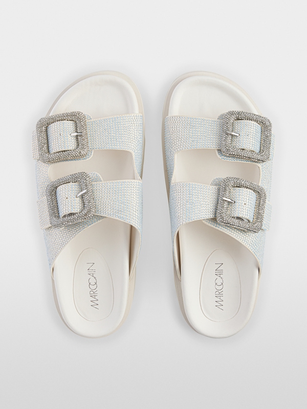 Strappy mules with hotfix stones