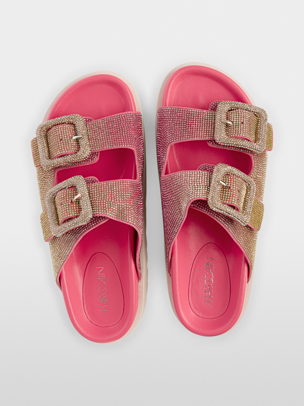 Strappy mules with hotfix stones
