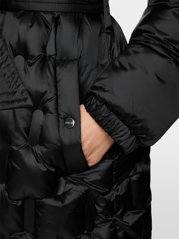 Padded coat with waist belt