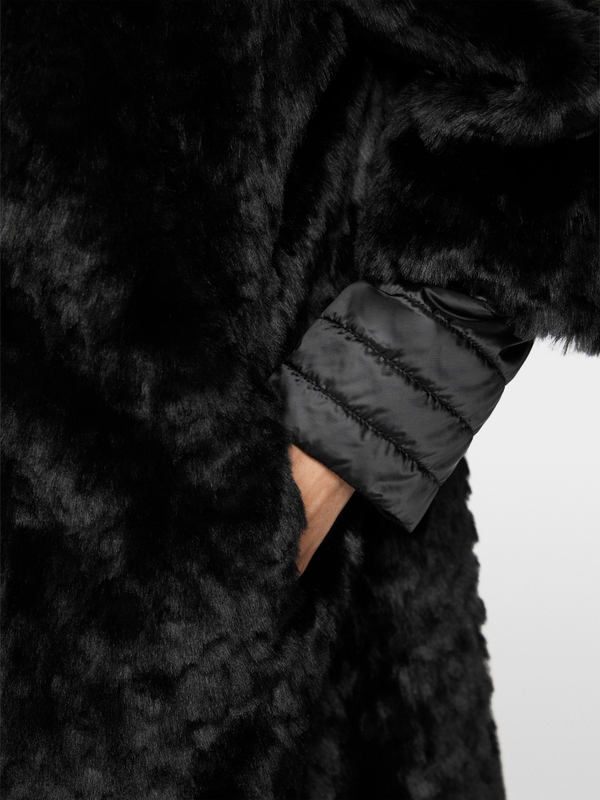 Faux fur hooded coat