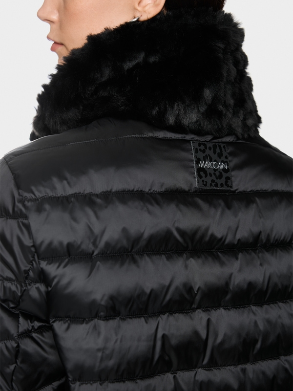 Quilted jacket with faux fur