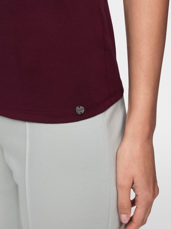 Stretch cotton shirt with raised collar