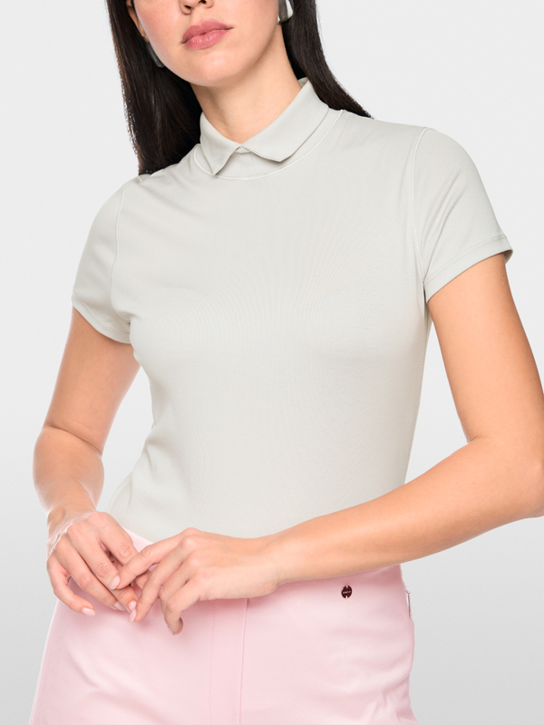 Stretch cotton shirt with raised collar