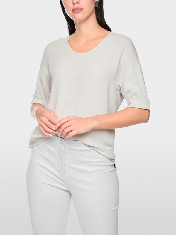 Materials mix blouse-style shirt