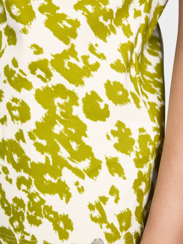 Ribbed leopard print T-shirt
