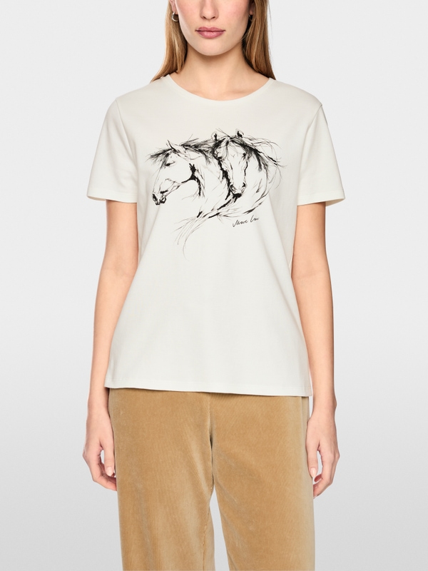 Cotton shirt with horse motif