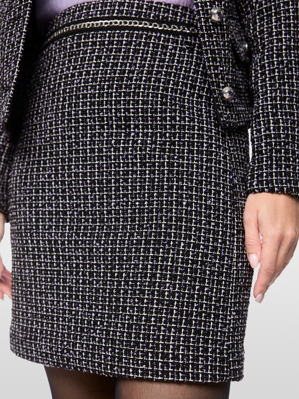 Tweed skirt with chain detail