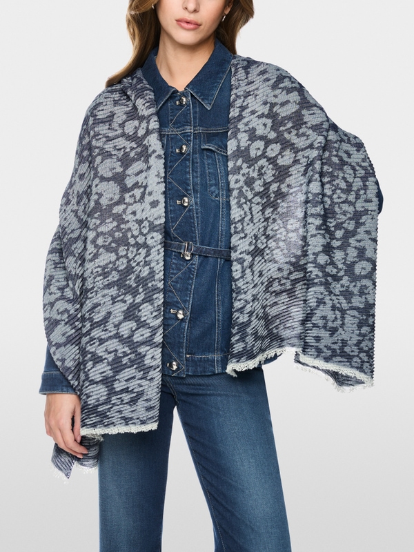 Pleated leopard-print scarf