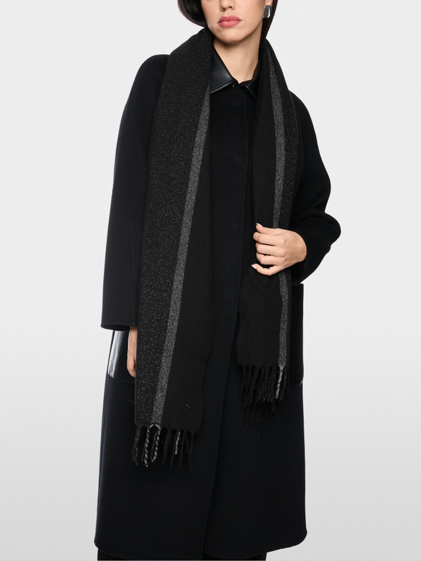 Wool-cashmere scarf with fringing