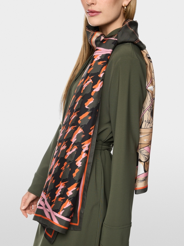 Silk scarf with mixed print