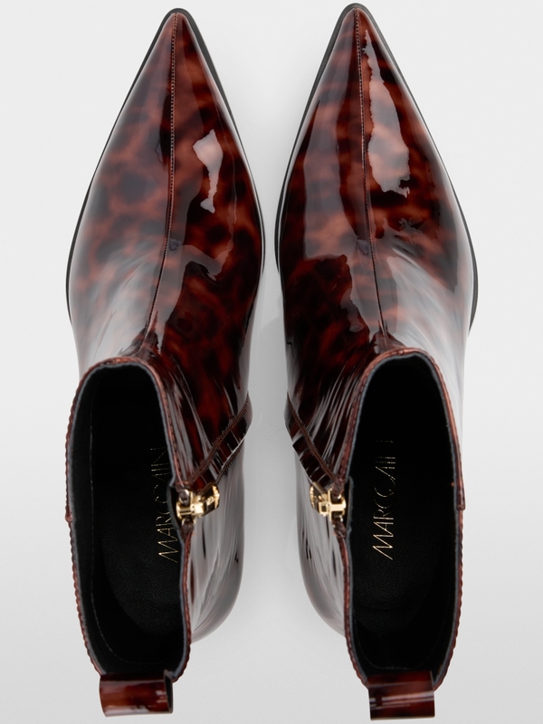 Patent leather leopard print booties
